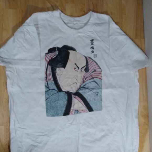 Vintage Japanese Samurai Portrait Illustration T-Shirt - Picture 2 of 7